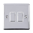 This is an image showing Eurolite Enhance Decorative 2 Gang Switch - Polished Chrome (With White Trim) en2swpcw available to order from trade door handles, quick delivery and discounted prices.