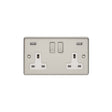 This is an image showing Eurolite Enhance Decorative 2 Gang USB Socket - Satin Stainless Steel (With White Trim) en2usbssw available to order from trade door handles, quick delivery and discounted prices.