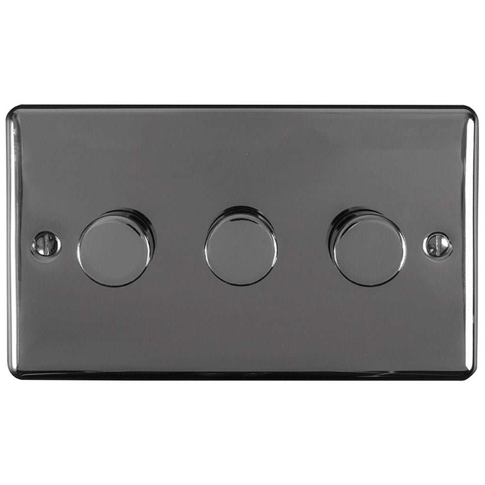 This is an image showing Eurolite Enhance Decorative 3 Gang Dimmer - Black Nickel en3dledbn available to order from trade door handles, quick delivery and discounted prices.