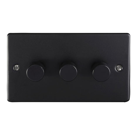 This is an image showing Eurolite Enhance Decorative 3 Gang Dimmer - Matt Black en3dledmbb available to order from trade door handles, quick delivery and discounted prices.