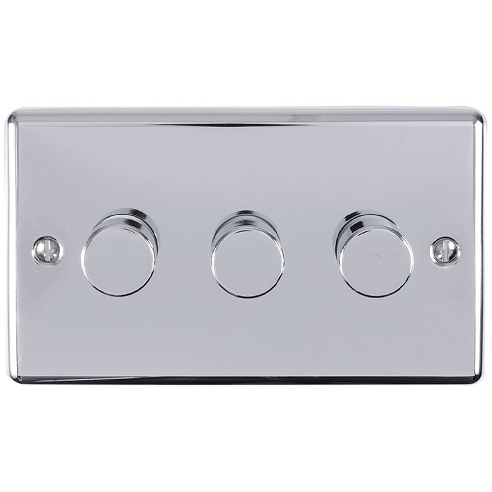 This is an image showing Eurolite Enhance Decorative 3 Gang Dimmer - Polished Chrome en3dledpc available to order from trade door handles, quick delivery and discounted prices.