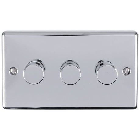 This is an image showing Eurolite Enhance Decorative 3 Gang Dimmer - Polished Chrome en3dledpc available to order from trade door handles, quick delivery and discounted prices.