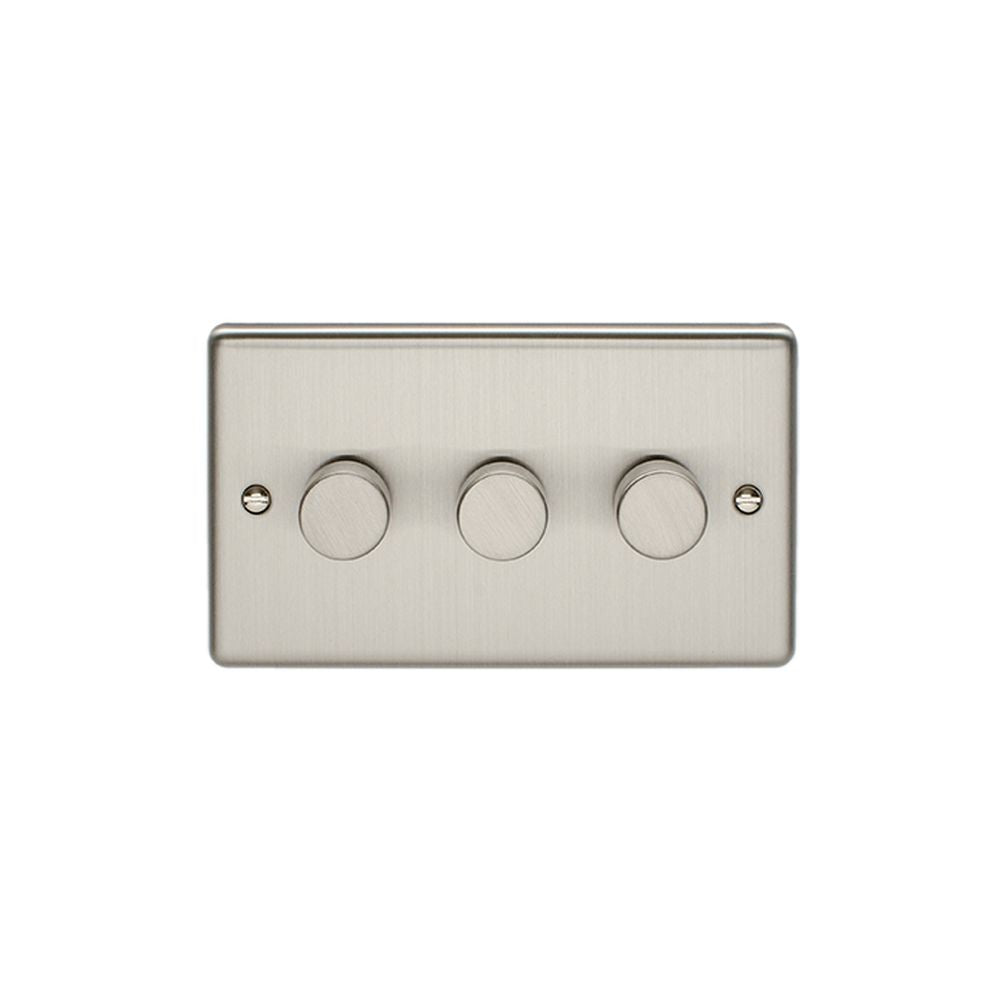 This is an image showing Eurolite Enhance Decorative 3 Gang Dimmer - Satin Stainless Steel en3dledss available to order from trade door handles, quick delivery and discounted prices.