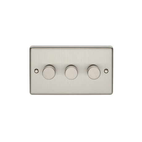 This is an image showing Eurolite Enhance Decorative 3 Gang Dimmer - Satin Stainless Steel en3dledss available to order from trade door handles, quick delivery and discounted prices.