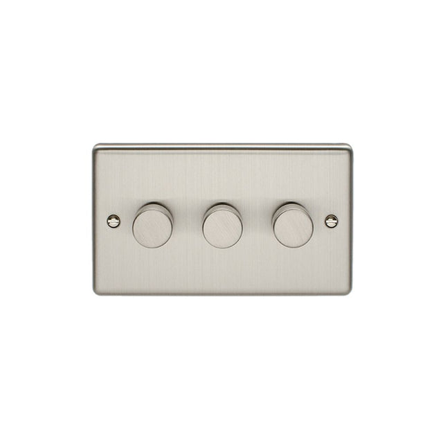 This is an image showing Eurolite Enhance Decorative 3 Gang Dimmer - Satin Stainless Steel en3dledss available to order from trade door handles, quick delivery and discounted prices.