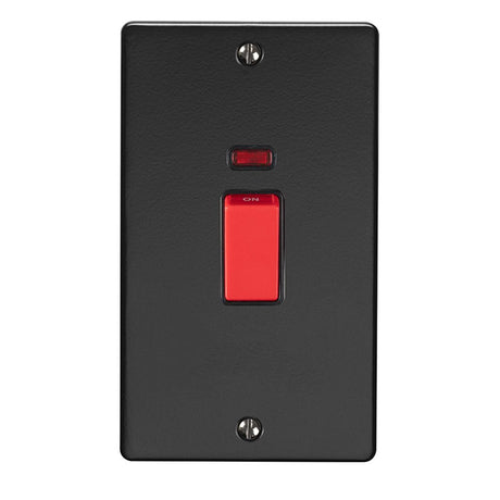 This is an image showing Eurolite Enhance Decorative 45Amp Switch with Neon Indicator - Matt Black (With Black Trim) en45aswnmbb available to order from trade door handles, quick delivery and discounted prices.