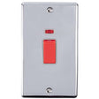 This is an image showing Eurolite Enhance Decorative 45Amp Switch with Neon Indicator - Polished Chrome (With Grey Trim) en45aswnpcg available to order from trade door handles, quick delivery and discounted prices.