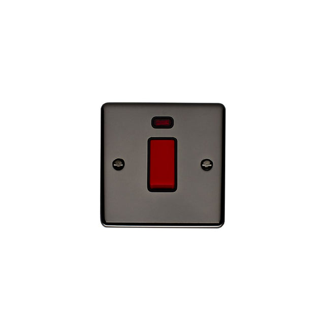 This is an image showing Eurolite Enhance Decorative 45Amp Switch with Neon Indicator - Black Nickel (With Black Trim) en45aswnsbnb available to order from trade door handles, quick delivery and discounted prices.