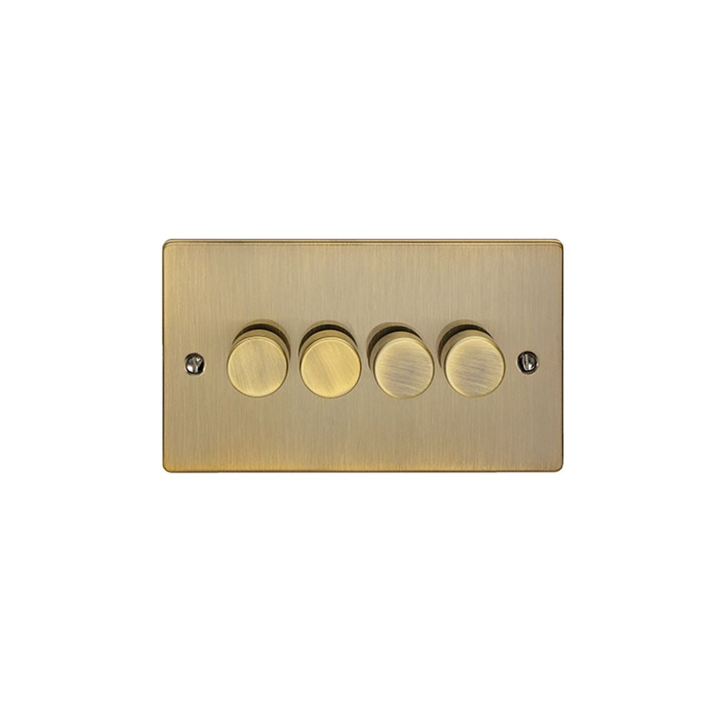 This is an image showing Eurolite Enhance Decorative 4 Gang Dimmer - Antique Brass en4dledabb available to order from trade door handles, quick delivery and discounted prices.