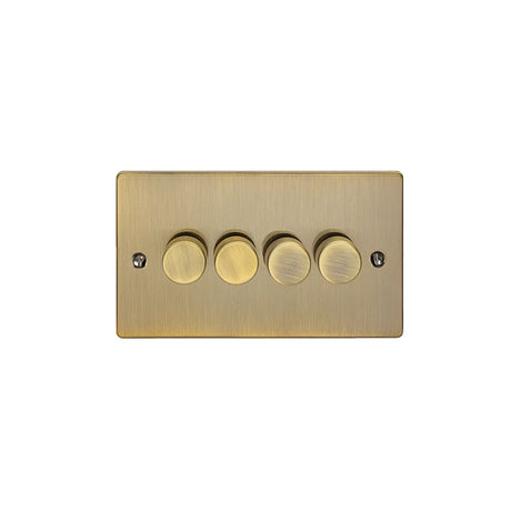 This is an image showing Eurolite Enhance Decorative 4 Gang Dimmer - Antique Brass en4dledabb available to order from trade door handles, quick delivery and discounted prices.