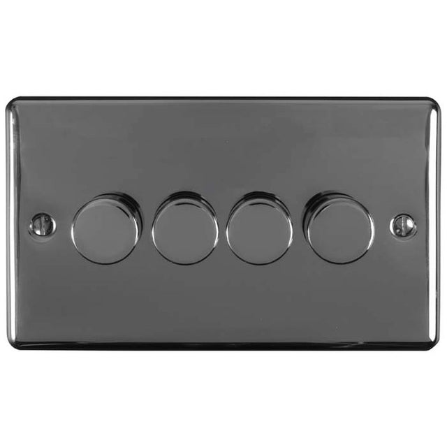 This is an image showing Eurolite Enhance Decorative 4 Gang Dimmer - Black Nickel en4dledbn available to order from trade door handles, quick delivery and discounted prices.