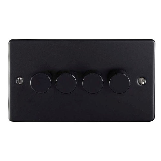 This is an image showing Eurolite Enhance Decorative 4 Gang Dimmer - Matt Black en4dledmbb available to order from trade door handles, quick delivery and discounted prices.