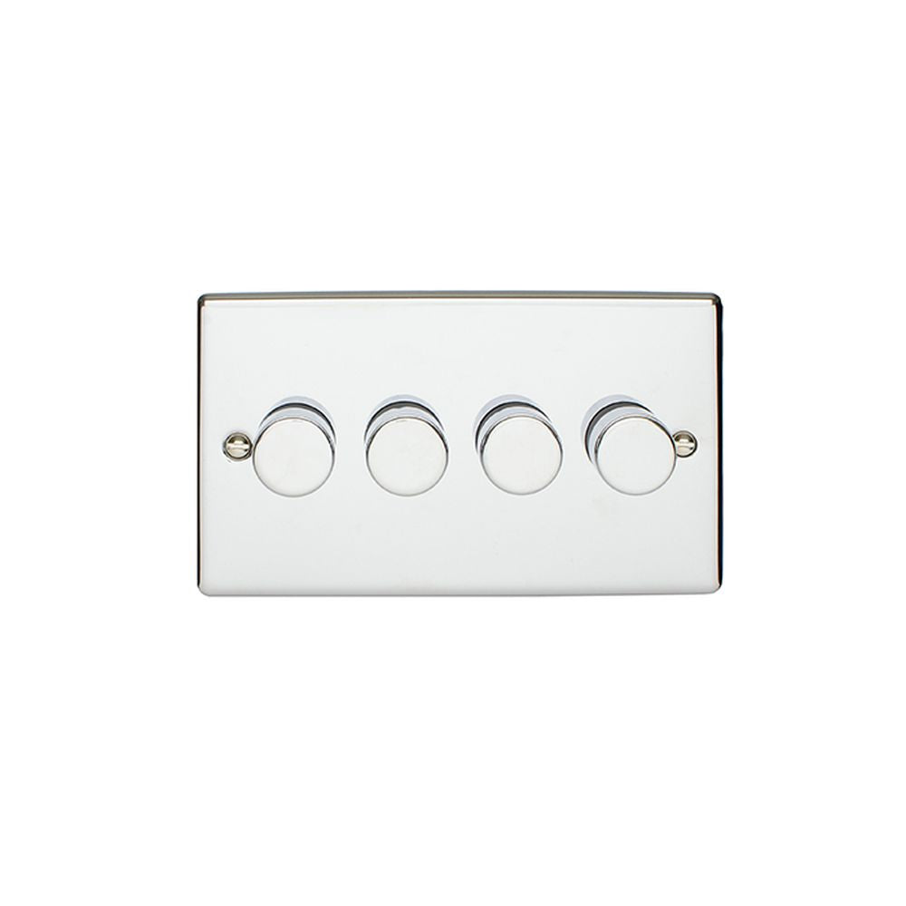 This is an image showing Eurolite Enhance Decorative 4 Gang Dimmer - Polished Chrome en4dledpc available to order from trade door handles, quick delivery and discounted prices.