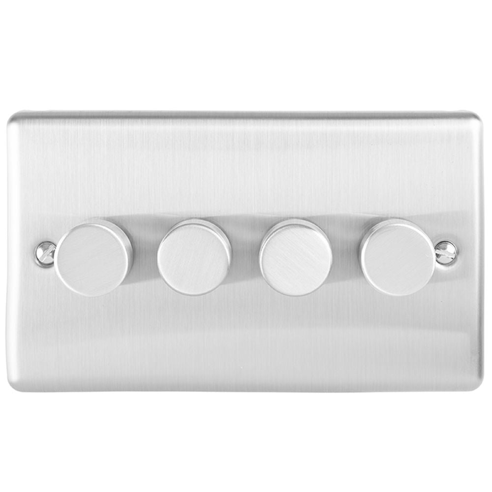 This is an image showing Eurolite Enhance Decorative 4 Gang Dimmer - Satin Stainless Steel en4dledss available to order from trade door handles, quick delivery and discounted prices.