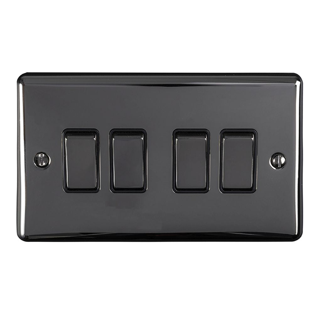 This is an image showing Eurolite Enhance Decorative 4 Gang Switch - Black Nickel (With Black Trim) en4swbnb available to order from trade door handles, quick delivery and discounted prices.