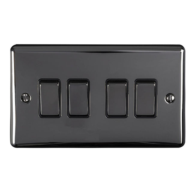 This is an image showing Eurolite Enhance Decorative 4 Gang Switch - Black Nickel (With Black Trim) en4swbnb available to order from trade door handles, quick delivery and discounted prices.