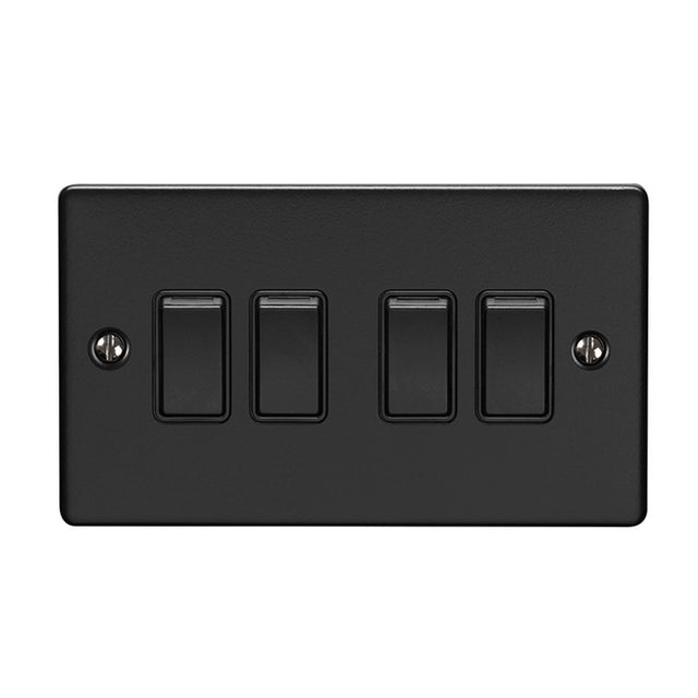 This is an image showing Eurolite Enhance Decorative 4 Gang Switch - Matt Black (With Black Trim) en4swmbb available to order from trade door handles, quick delivery and discounted prices.