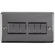 This is an image showing Eurolite Enhance Decorative 6 Gang Switch - Black Nickel (With Black Trim) en6swbnb available to order from trade door handles, quick delivery and discounted prices.