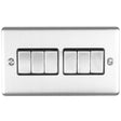 This is an image showing Eurolite Enhance Decorative 6 Gang Switch - Satin Stainless Steel (With Black Trim) en6swssb available to order from trade door handles, quick delivery and discounted prices.