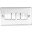 This is an image showing Eurolite Enhance Decorative 6 Gang Switch - Satin Stainless Steel (With White Trim) en6swssw available to order from trade door handles, quick delivery and discounted prices.