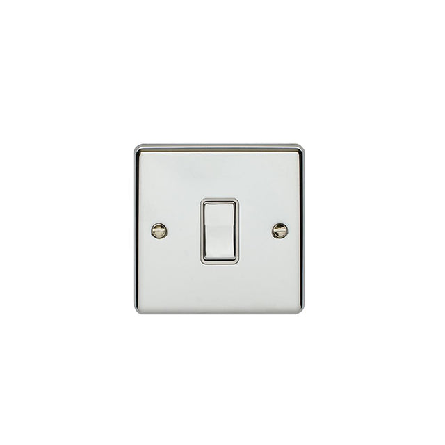 This is an image showing Eurolite Enhance Decorative Intermediate Switch - Polished Chrome (With White Trim) enintpcw available to order from trade door handles, quick delivery and discounted prices.