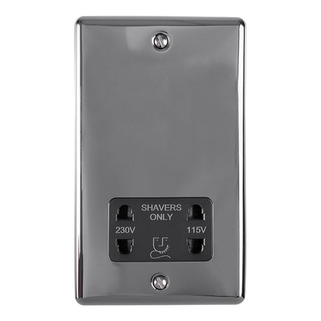 This is an image showing Eurolite Enhance Decorative Shaver Socket - Black Nickel (With Black Trim) enshsbnb available to order from trade door handles, quick delivery and discounted prices.