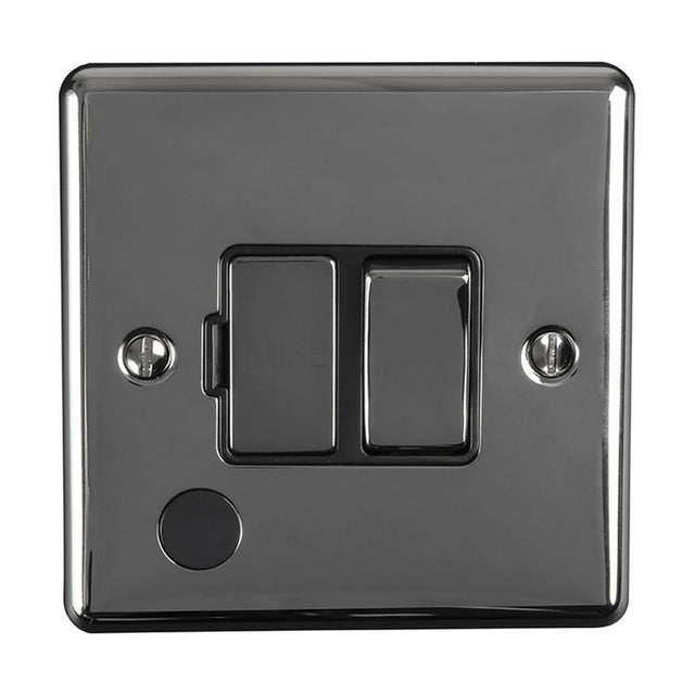 This is an image showing Eurolite Enhance Decorative Switched Fuse Spur With Flex Outlet - Black Nickel (With Black Trim) enswffobnb available to order from trade door handles, quick delivery and discounted prices.