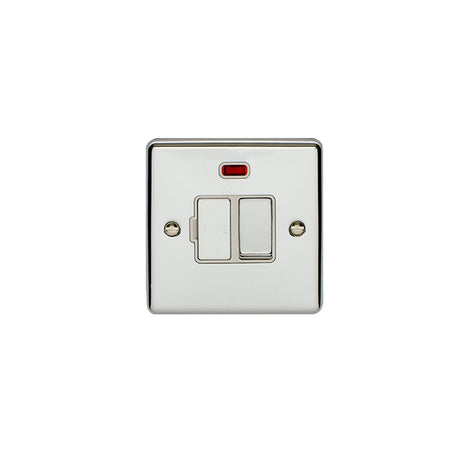 This is an image showing Eurolite Enhance Decorative Switched Fuse Spur With Neon Indicator - Polished Chrome (With White Trim) enswfnpcw available to order from trade door handles, quick delivery and discounted prices.