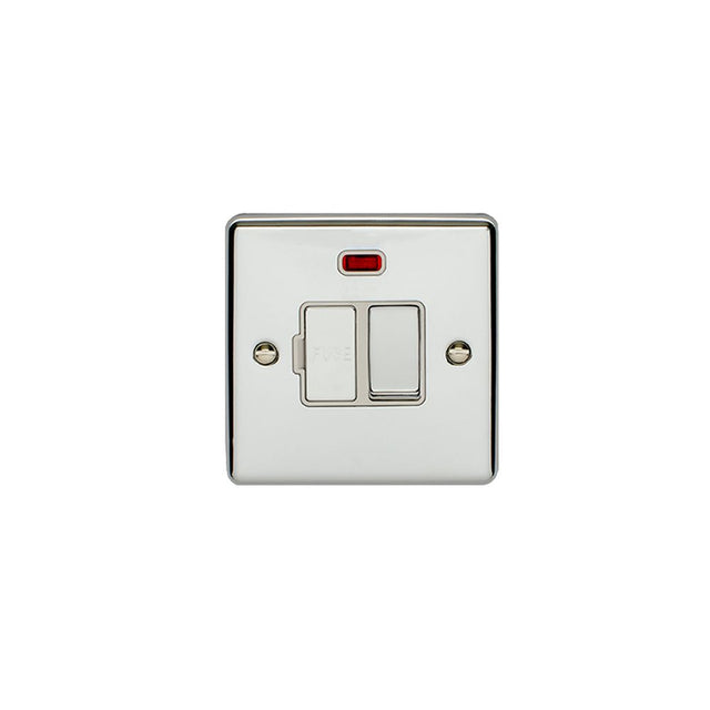 This is an image showing Eurolite Enhance Decorative Switched Fuse Spur With Neon Indicator - Polished Chrome (With White Trim) enswfnpcw available to order from trade door handles, quick delivery and discounted prices.