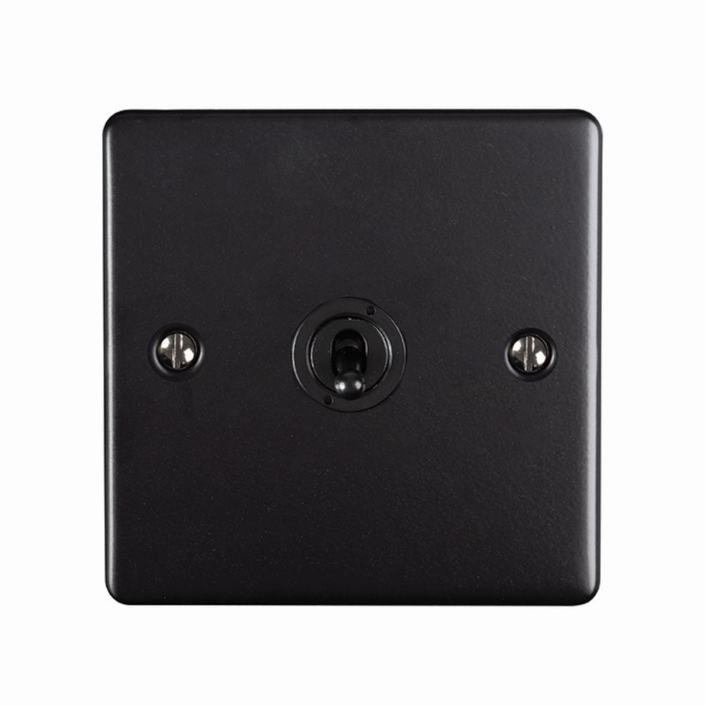 This is an image showing Eurolite Enhance Decorative 1 Gang Toggle Switch - Matt Black (With Black Trim) ent1swmbb available to order from trade door handles, quick delivery and discounted prices.