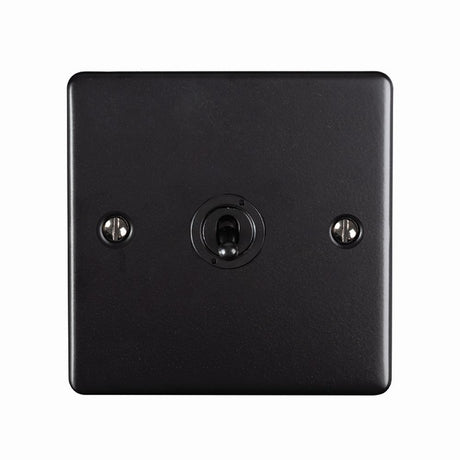 This is an image showing Eurolite Enhance Decorative 1 Gang Toggle Switch - Matt Black (With Black Trim) ent1swmbb available to order from trade door handles, quick delivery and discounted prices.