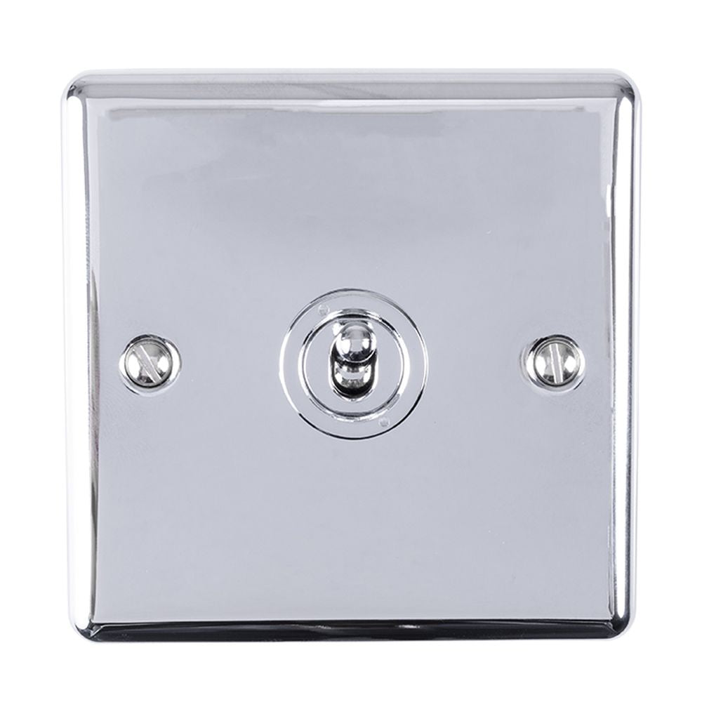 This is an image showing Eurolite Enhance Decorative 1 Gang Toggle Switch - Polished Chrome ent1swpc available to order from trade door handles, quick delivery and discounted prices.