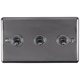 This is an image showing Eurolite Enhance Decorative 3 Gang Toggle Switch - Black Nickel ent3swbn available to order from trade door handles, quick delivery and discounted prices.