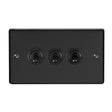 This is an image showing Eurolite Enhance Decorative 3 Gang Toggle Switch - Matt Black (With Black Trim) ent3swmbb available to order from trade door handles, quick delivery and discounted prices.