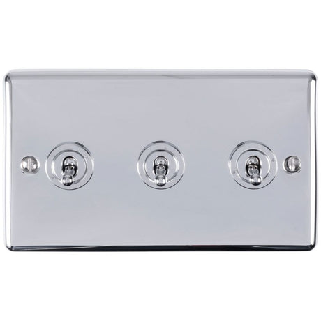 This is an image showing Eurolite Enhance Decorative 3 Gang Toggle Switch - Polished Chrome ent3swpc available to order from trade door handles, quick delivery and discounted prices.