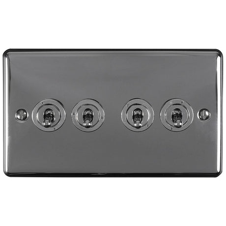 This is an image showing Eurolite Enhance Decorative 4 Gang Toggle Switch - Black Nickel ent4swbn available to order from trade door handles, quick delivery and discounted prices.
