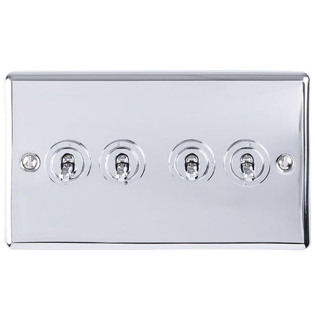 This is an image showing Eurolite Enhance Decorative 4 Gang Toggle Switch - Polished Chrome ent4swpc available to order from trade door handles, quick delivery and discounted prices.