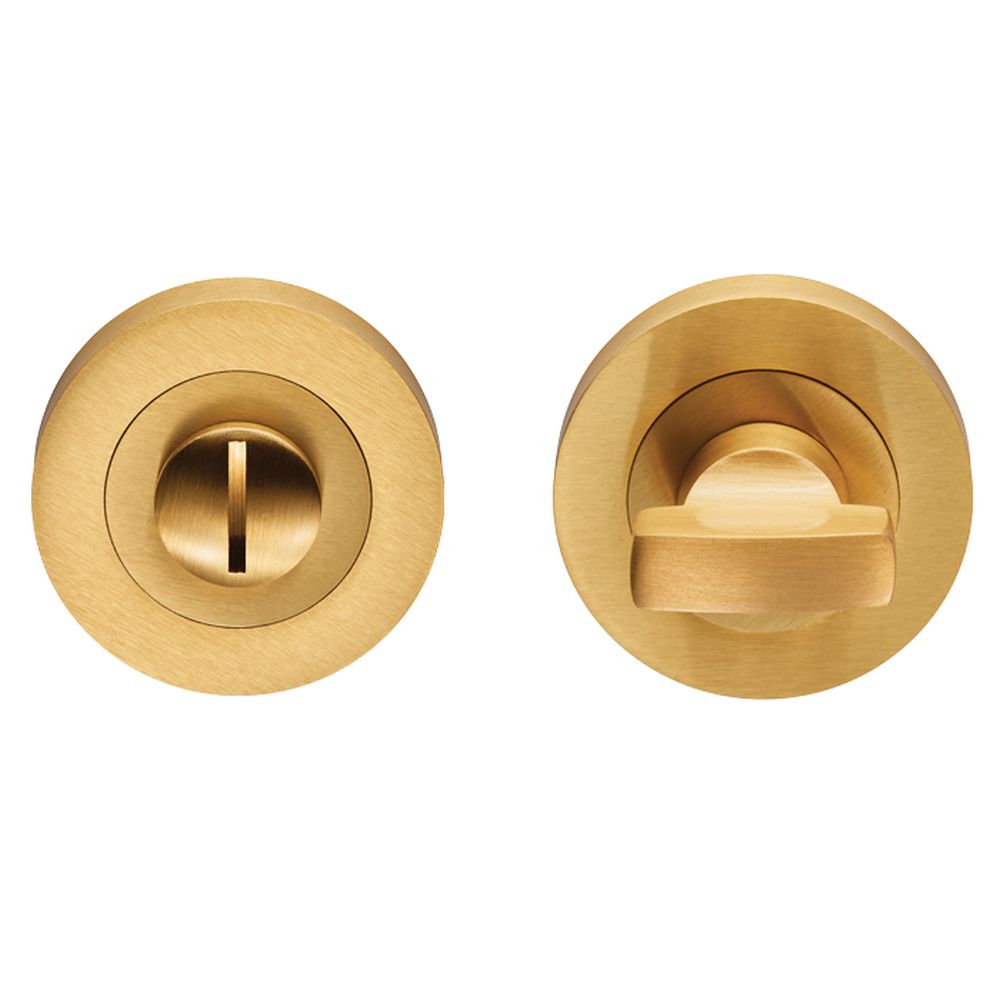 This is an image of a Carlisle Brass - Thumbturn & Release - Satin Brass that is availble to order from Trade Door Handles in Kendal.