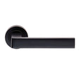 This is an image of a Carlisle Brass - Sasso Lever on Rose - Matt Black that is availble to order from Trade Door Handles in Kendal.