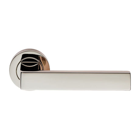 This is an image of a Carlisle Brass - Sasso Lever on Rose - Polished Nickel that is availble to order from Trade Door Handles in Kendal.