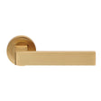 This is an image of a Carlisle Brass - Sasso Lever on Rose - Satin Brass that is availble to order from Trade Door Handles in Kendal.