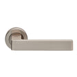 This is an image of a Carlisle Brass - Sasso Lever on Rose - Satin Nickel that is availble to order from Trade Door Handles in Kendal.