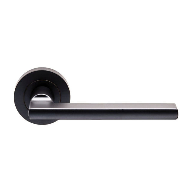 This is an image of a Carlisle Brass - Trentino Lever on Rose - Matt Black that is availble to order from Trade Door Handles in Kendal.