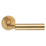 This is an image of a Carlisle Brass - Amiata Lever on Rose - Satin Brass that is availble to order from Trade Door Handles in Kendal.