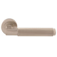 This is an image of a Carlisle Brass - Terazzo Lever On Round Rose - Satin Nickel that is availble to order from Trade Door Handles in Kendal.