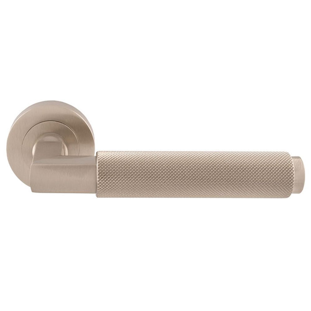 This is an image of a Carlisle Brass - Terazzo Lever On Round Rose - Satin Nickel that is availble to order from Trade Door Handles in Kendal.