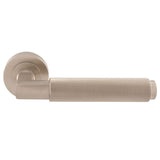 This is an image of a Carlisle Brass - Terazzo Lever On Round Rose - Satin Nickel that is availble to order from Trade Door Handles in Kendal.