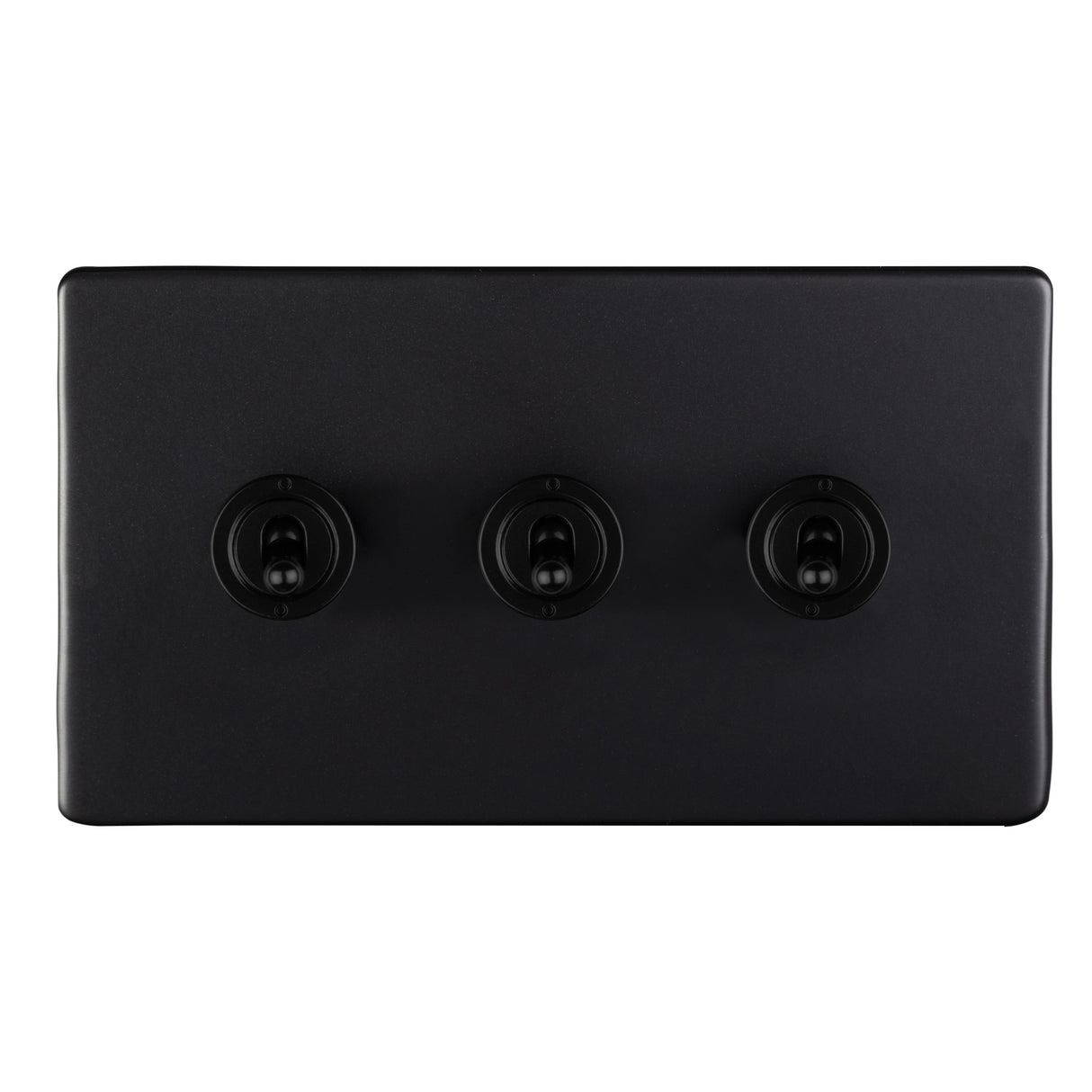 EuroLite Electrical Matt Black / Concealed 3mm 1-4 Gang Toggle Switch Satin Brass Eurolite 3 Gang 10Amp 2Way Toggle Switch - Matt Black
