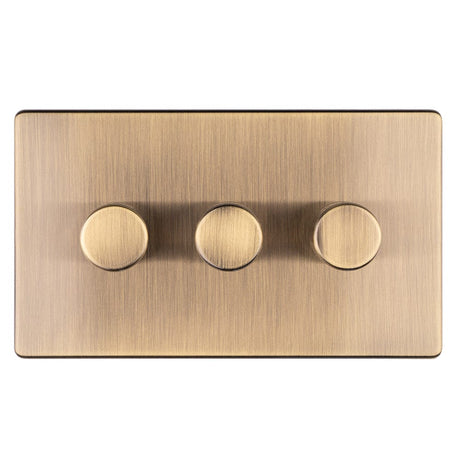 EuroLite Electrical Antique Brass / Concealed 3mm 1 Gang Dimmer - LED Eurolite 3 Gang Dimmer - Antique Brass