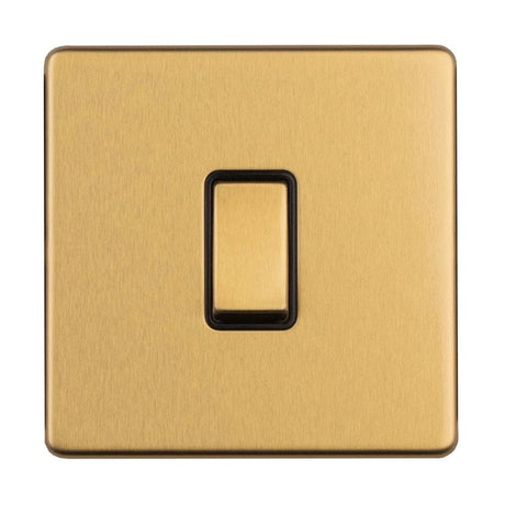 EuroLite Electrical Satin Brass / 1 Gang 10Amp 2 way switch / (With Black Trim) Eurolite Concealed 3mm 1 Gang 10Amp 2 way switch - Satin Brass